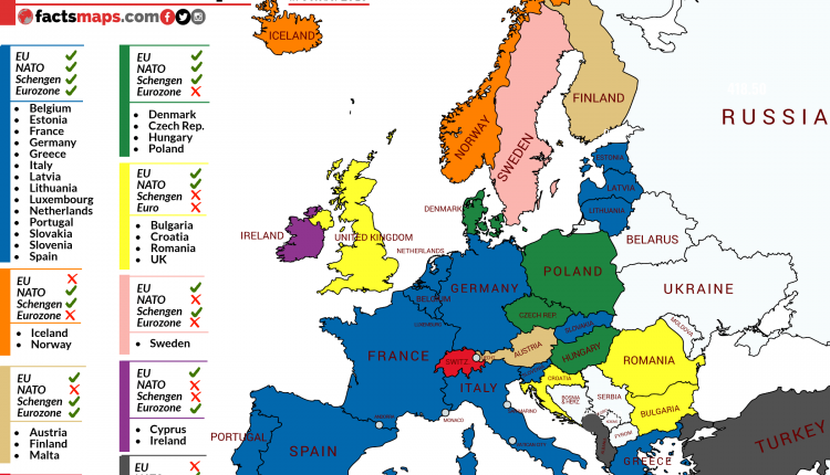 the european union map nato schengen
